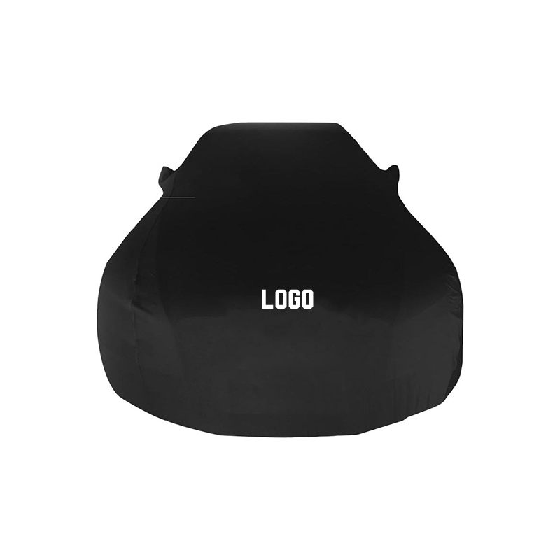 Tilpassbar logo svart elastisk stoff heldeksel for bil